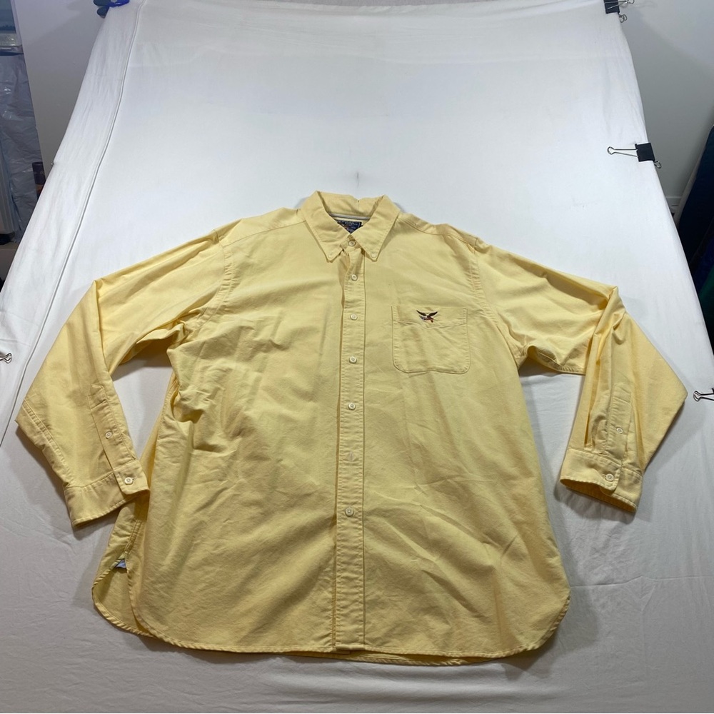 American Living Yellow Button-Up Shirt men X Large Long Sleeve Casual